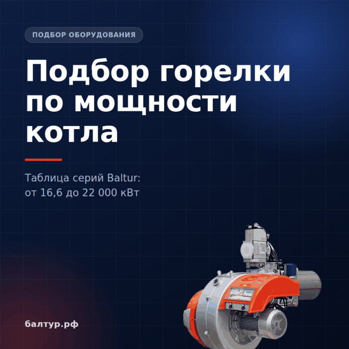 Как подобрать горелку Baltur под мощность котла: таблица серий Как подобрать горелку Baltur под мощность котла: таблица серий